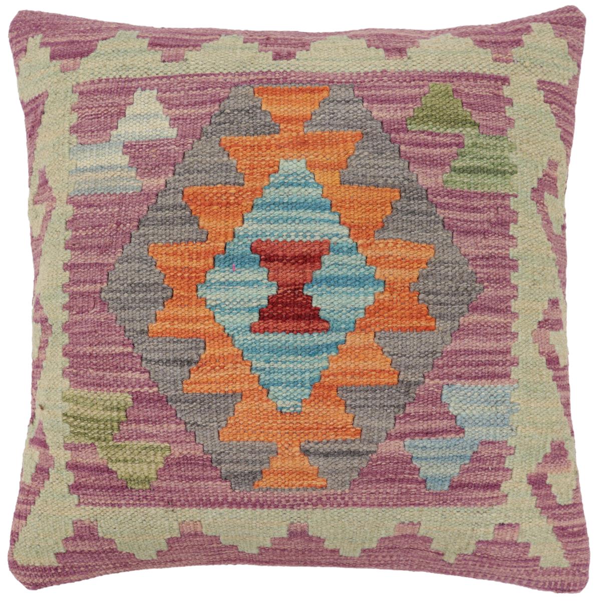 handmade Traditional Pillow Purple Rust Hand-Woven SQUARE 100% WOOL Hand woven turkish pillow2 x 2