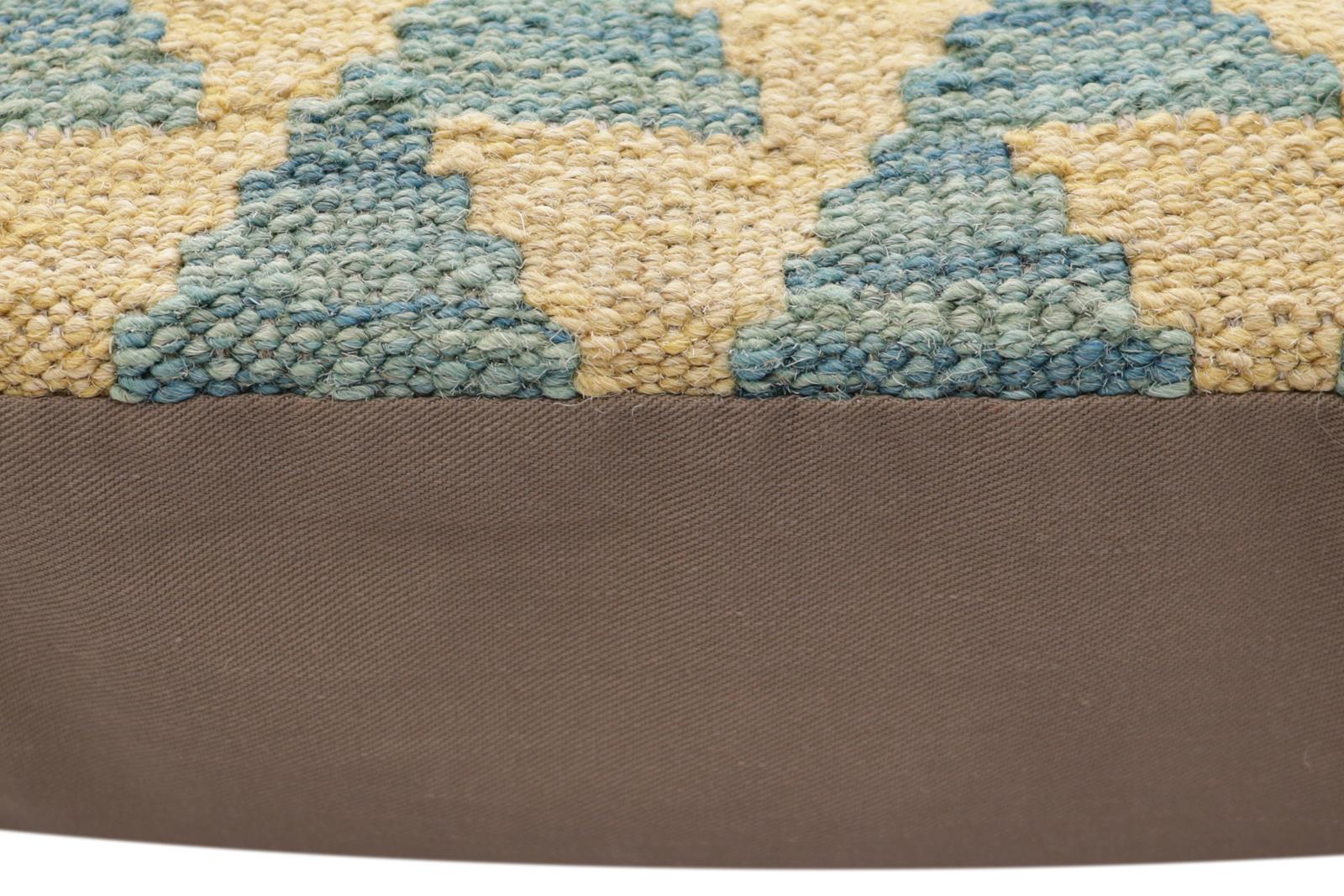 handmade Traditional Pillow Rust Blue Hand-Woven SQUARE 100% WOOL Hand woven turkish pillow2 x 2