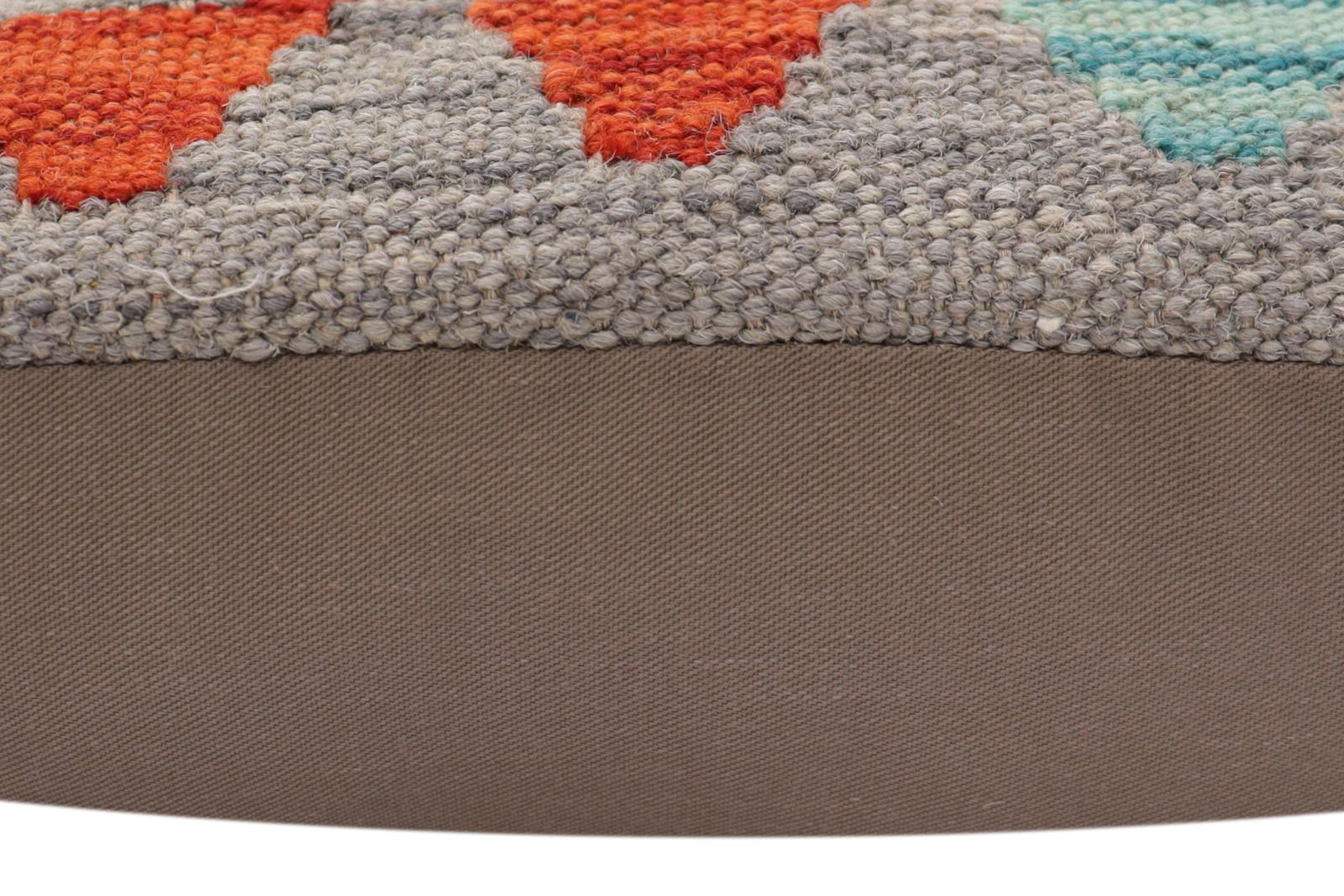 handmade Traditional Pillow Gray Rust Hand-Woven SQUARE 100% WOOL Hand woven turkish pillow2 x 2