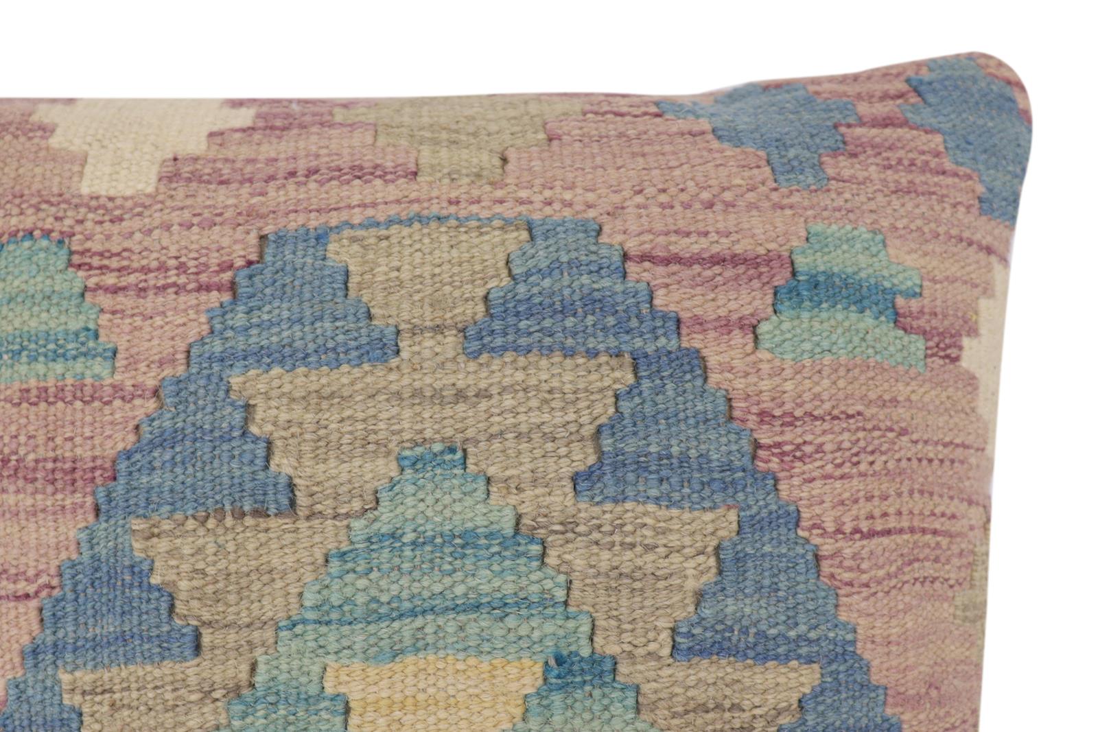 handmade Traditional Pillow Purple Blue Hand-Woven SQUARE 100% WOOL  Hand woven turkish pillow  3 x 5