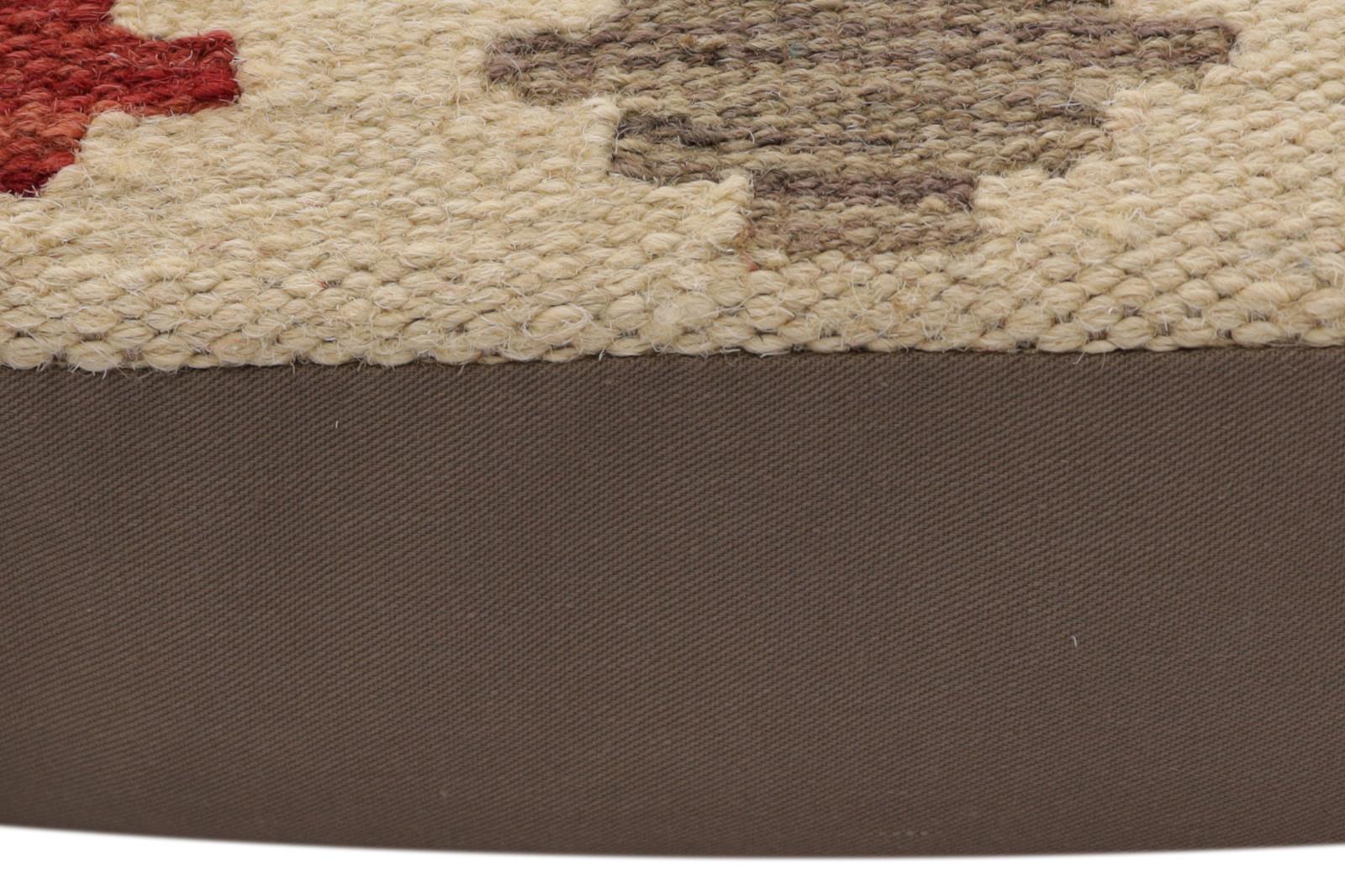 handmade Traditional Pillow Beige Red Hand-Woven SQUARE 100% WOOL Hand woven turkish pillow2 x 2