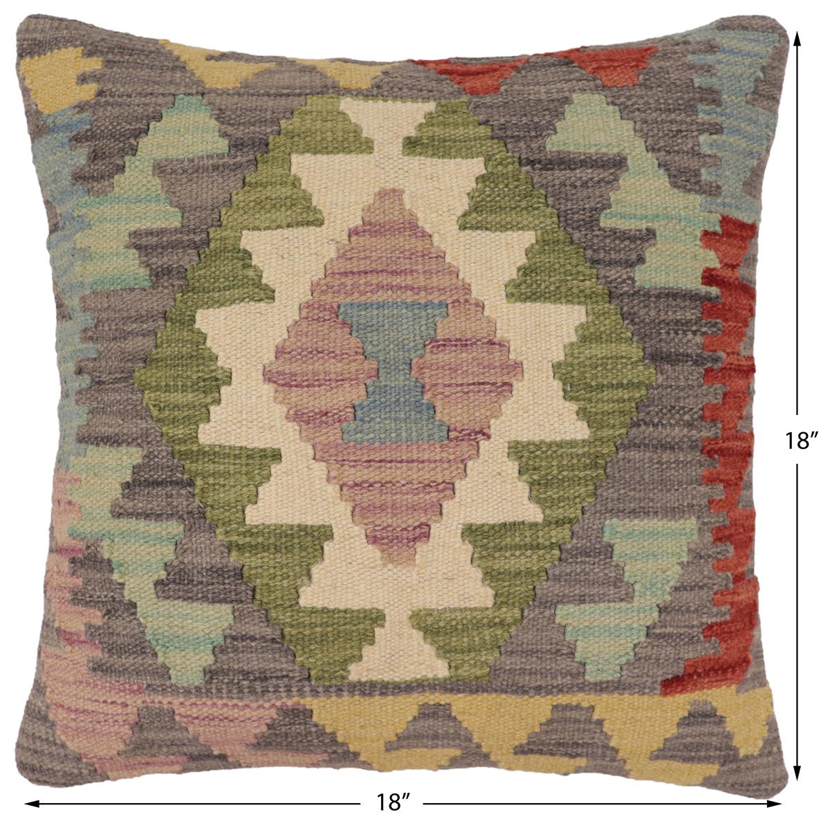handmade Traditional Pillow Gray Red Hand-Woven SQUARE 100% WOOL Hand woven turkish pillow2 x 2