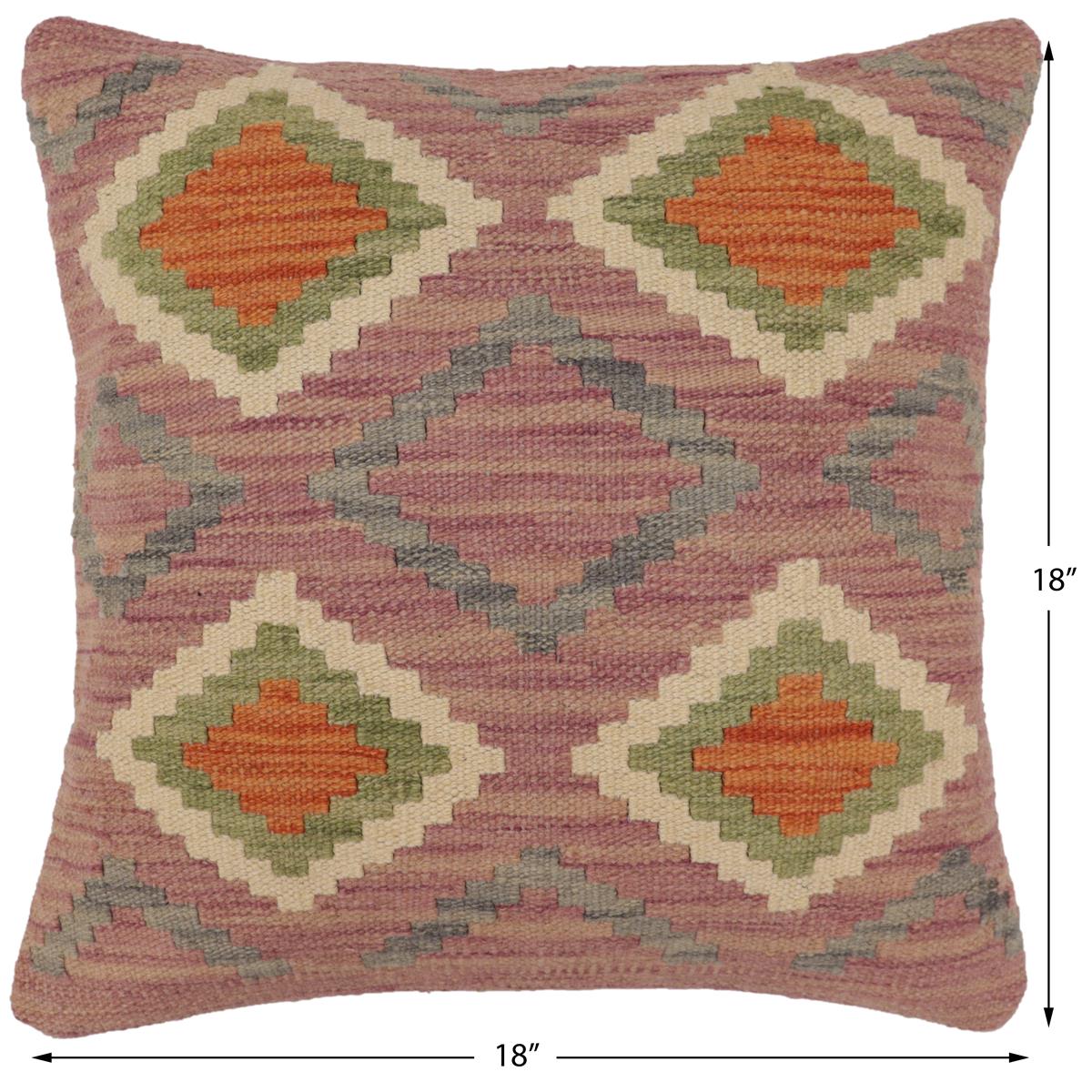 handmade Traditional Pillow Purple Rust Hand-Woven SQUARE 100% WOOL Hand woven turkish pillow2 x 2