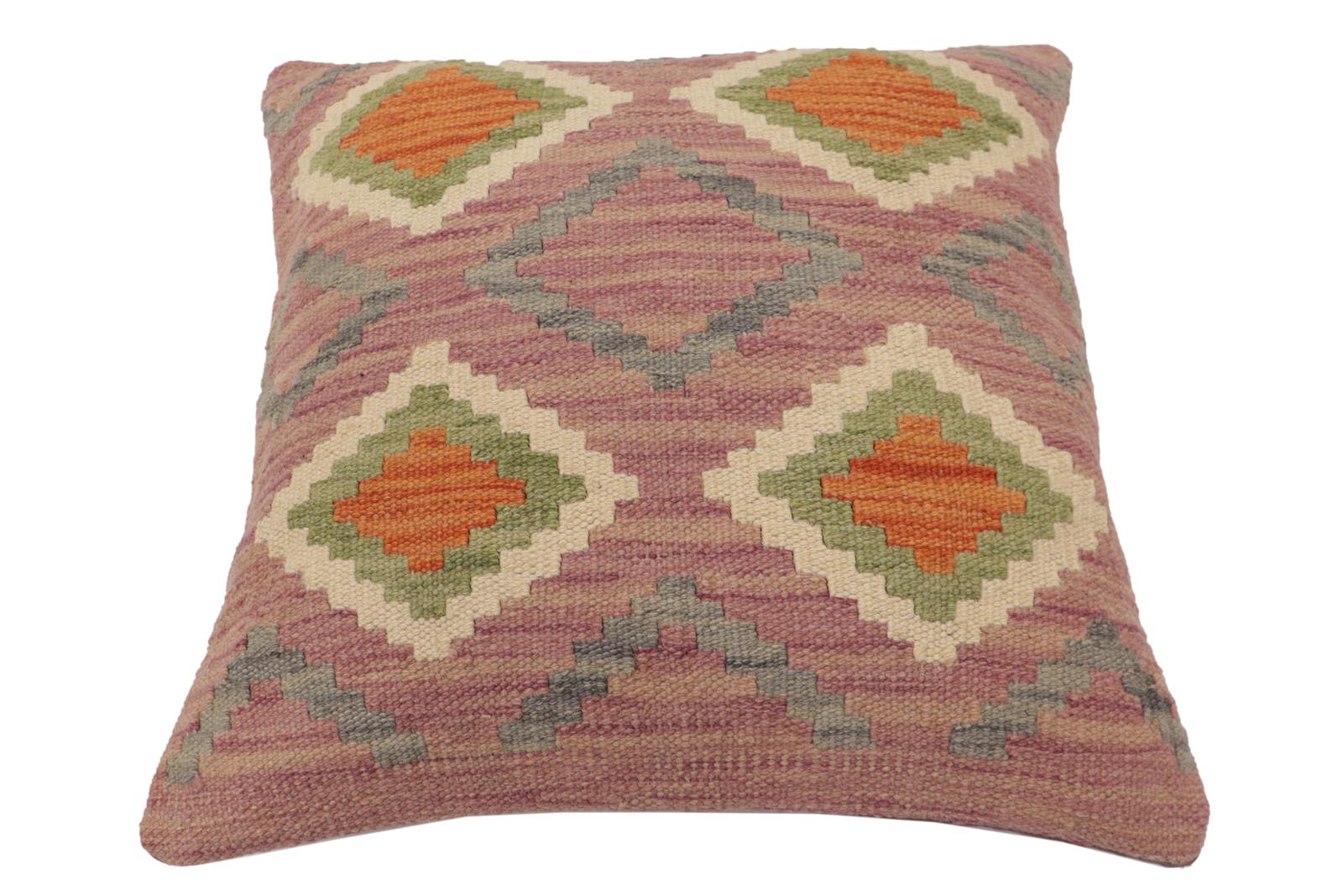 handmade Traditional Pillow Purple Rust Hand-Woven SQUARE 100% WOOL Hand woven turkish pillow2 x 2