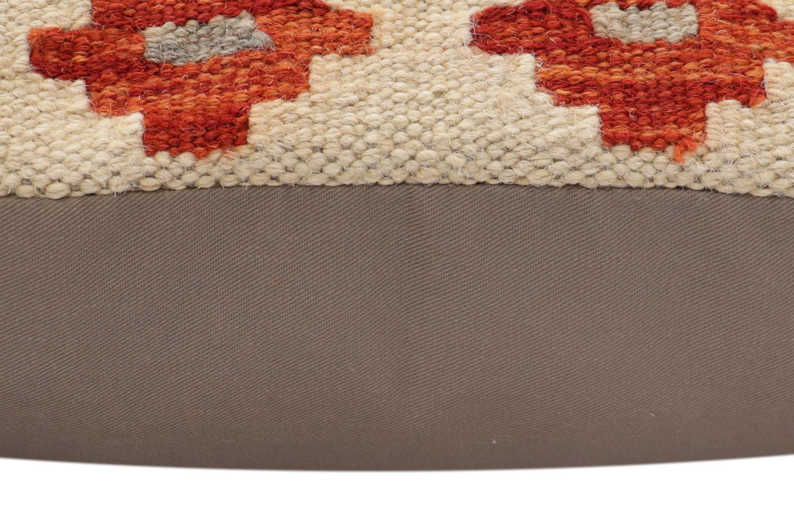 handmade Traditional Pillow Beige Blue Hand-Woven SQUARE 100% WOOL Hand woven turkish pillow2 x 2
