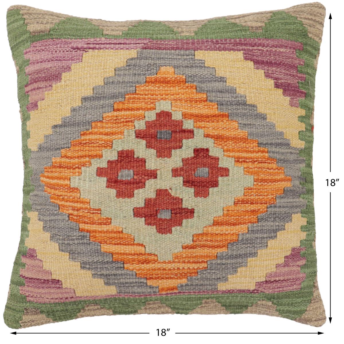 handmade Traditional Pillow Rust Gray Hand-Woven SQUARE 100% WOOL Hand woven turkish pillow2 x 2