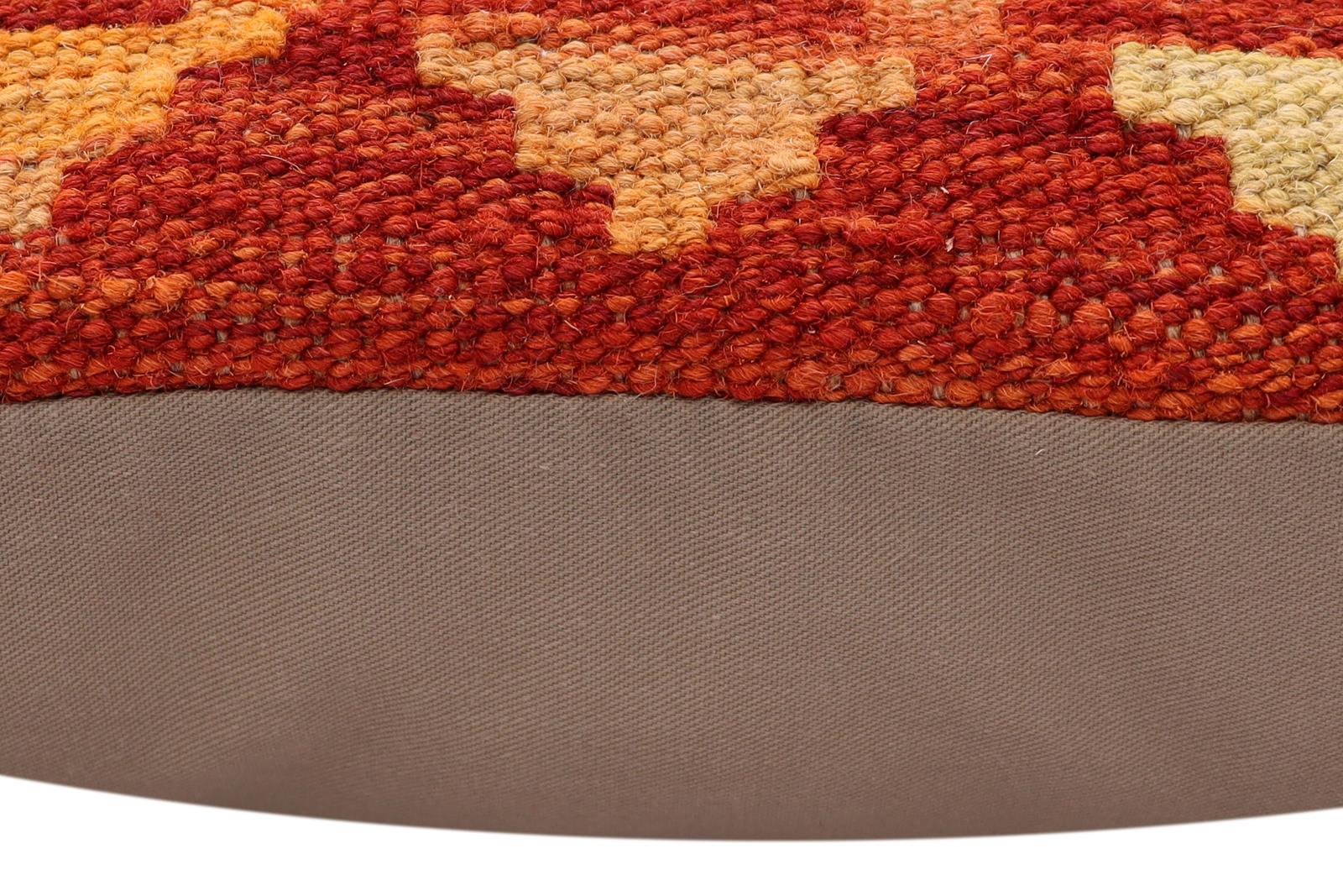 handmade Traditional Pillow Rust Blue Hand-Woven SQUARE 100% WOOL Hand woven turkish pillow2 x 2