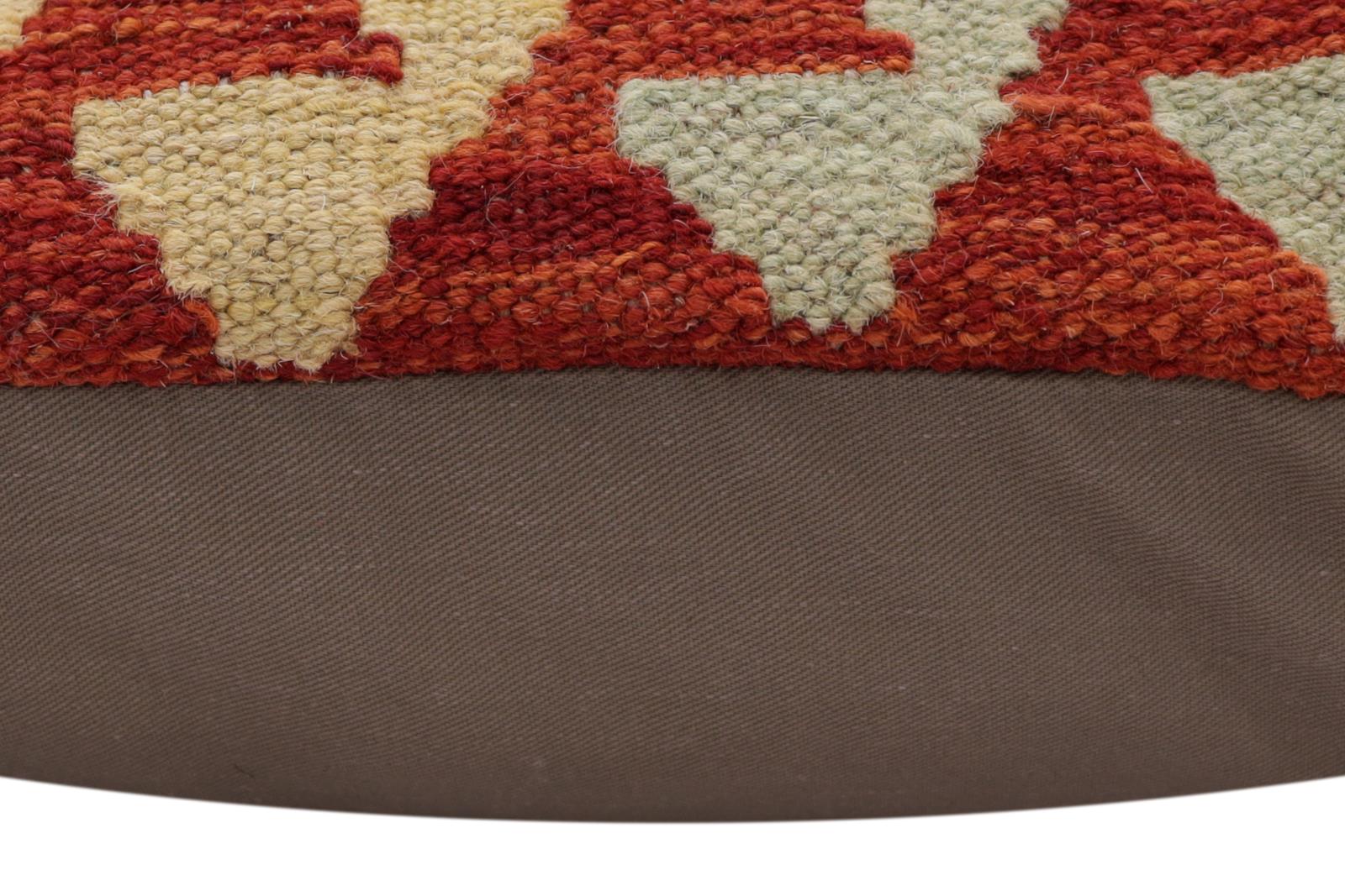 handmade Traditional Pillow Rust Blue Hand-Woven SQUARE 100% WOOL Hand woven turkish pillow2 x 2