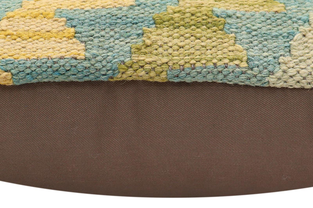 handmade Traditional Pillow Blue Rust Hand-Woven SQUARE 100% WOOL  Hand woven turkish pillow  3 x 5