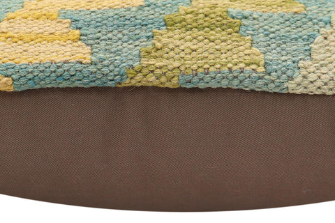 handmade Traditional Pillow Blue Rust Hand-Woven SQUARE 100% WOOL  Hand woven turkish pillow  3 x 5