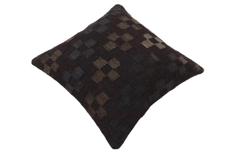 handmade Traditional Pillow Black Blue Hand-Woven SQUARE 100% WOOL Hand woven turkish pillow2 x 2