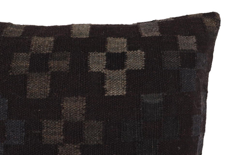 handmade Traditional Pillow Black Blue Hand-Woven SQUARE 100% WOOL Hand woven turkish pillow2 x 2