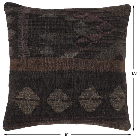 handmade Traditional Pillow Black Gray Hand-Woven SQUARE 100% WOOL Hand woven turkish pillow2 x 2