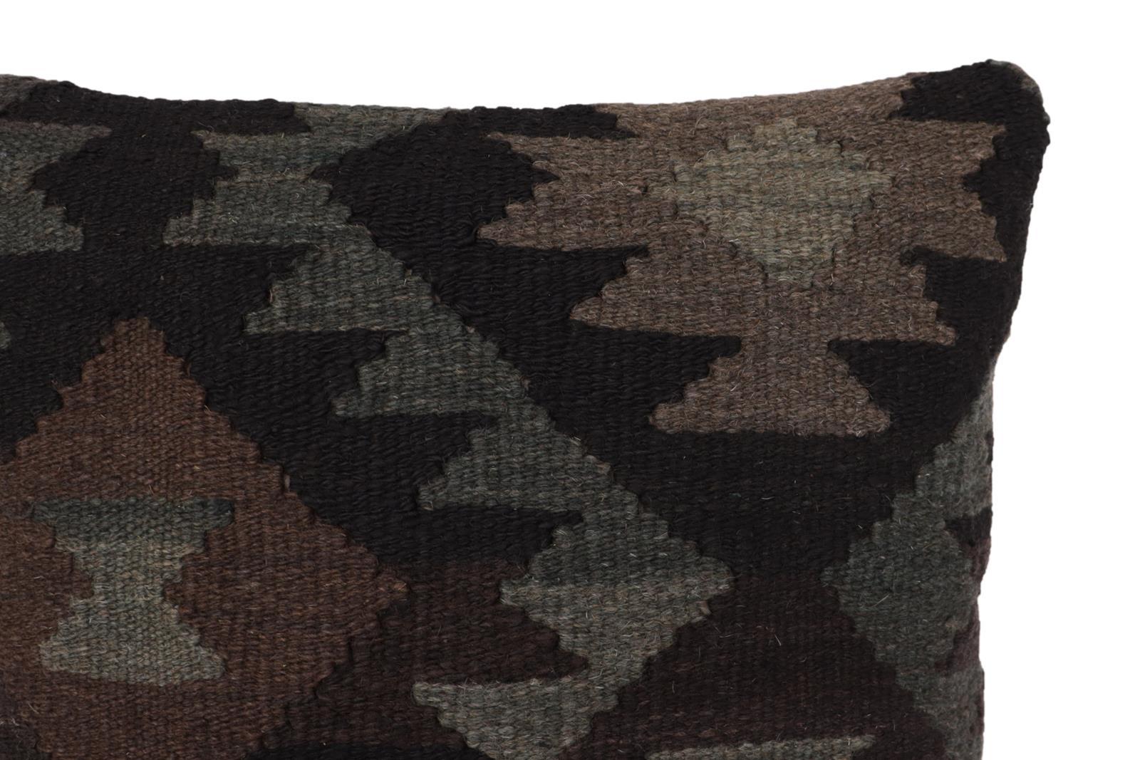 handmade Traditional Pillow Black Green Hand-Woven SQUARE 100% WOOL Hand woven turkish pillow2 x 2