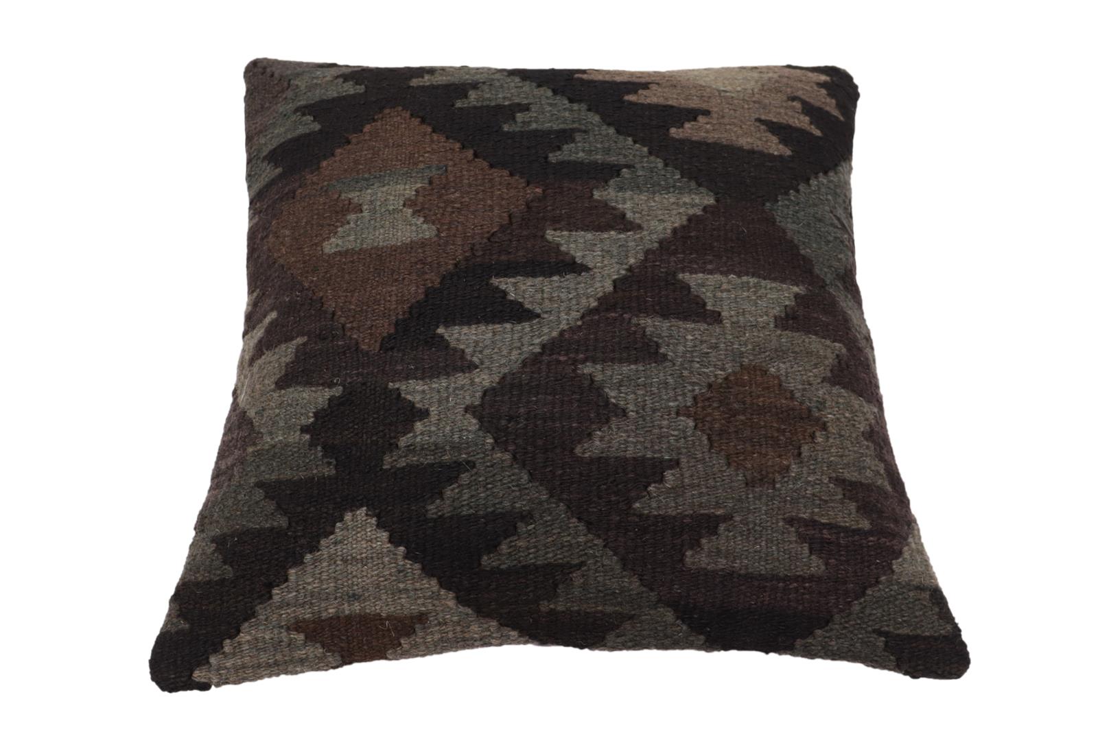 handmade Traditional Pillow Black Green Hand-Woven SQUARE 100% WOOL Hand woven turkish pillow2 x 2