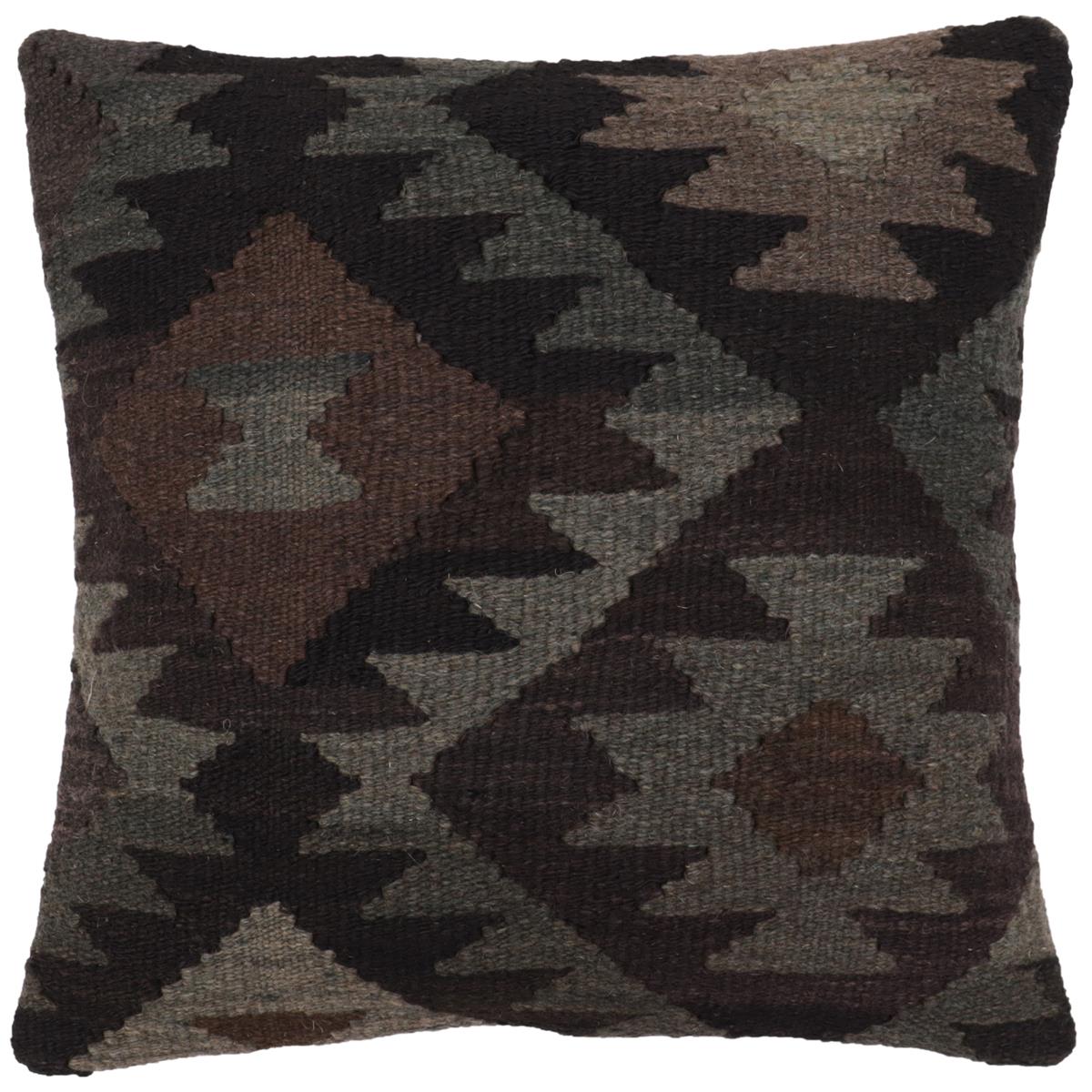 handmade Traditional Pillow Black Green Hand-Woven SQUARE 100% WOOL Hand woven turkish pillow2 x 2