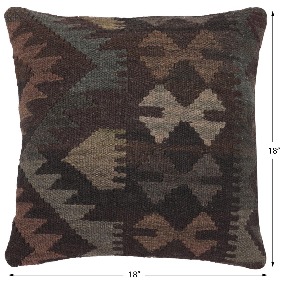 handmade Traditional Pillow Black Gray Hand-Woven SQUARE 100% WOOL Hand woven turkish pillow2 x 2