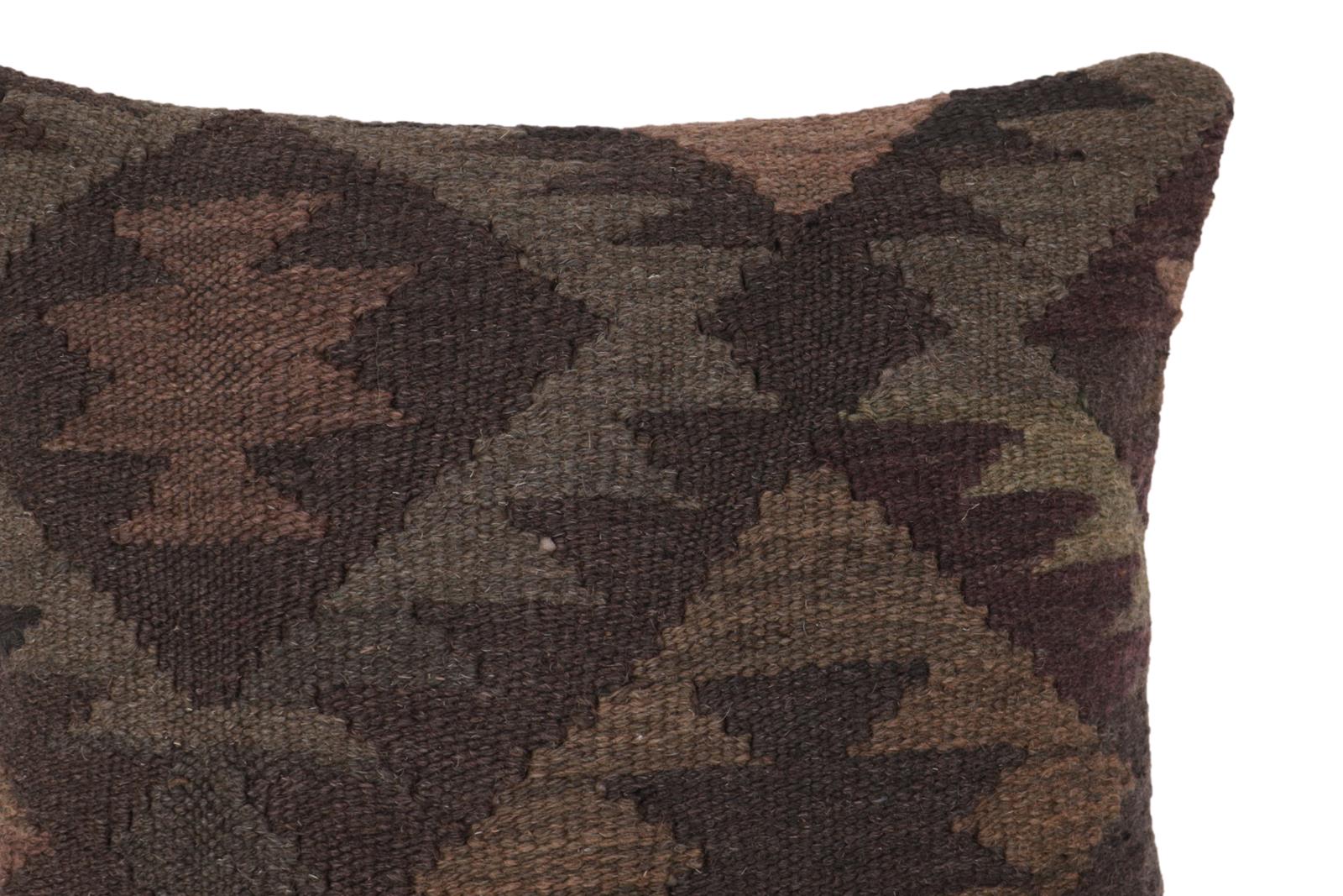 handmade Traditional Pillow Gray Brown Hand-Woven SQUARE 100% WOOL Hand woven turkish pillow2 x 2