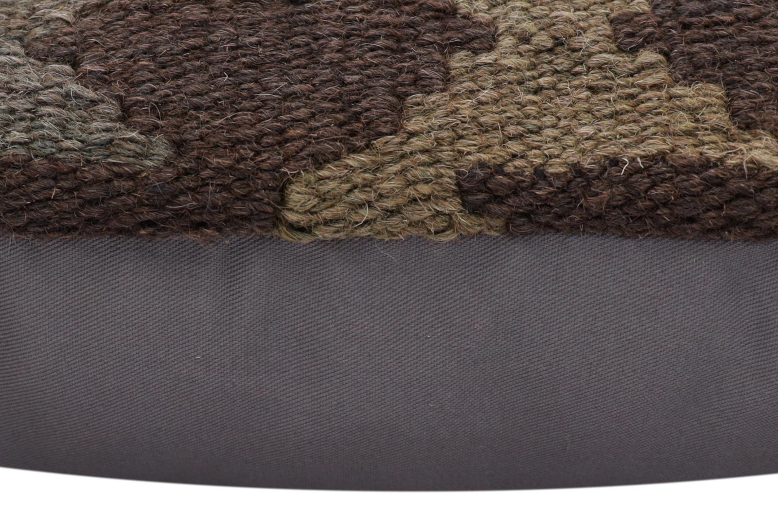handmade Traditional Pillow Gray Brown Hand-Woven SQUARE 100% WOOL Hand woven turkish pillow2 x 2