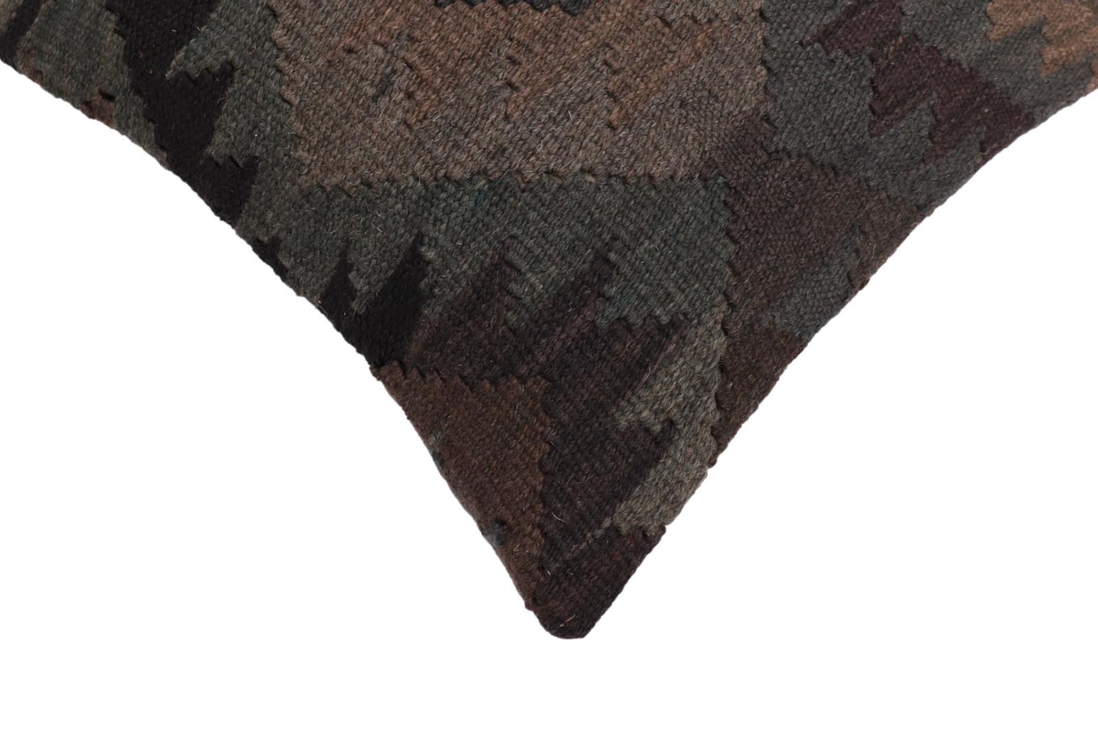 handmade Traditional Pillow Gray Black Hand-Woven SQUARE 100% WOOL Hand woven turkish pillow2 x 2