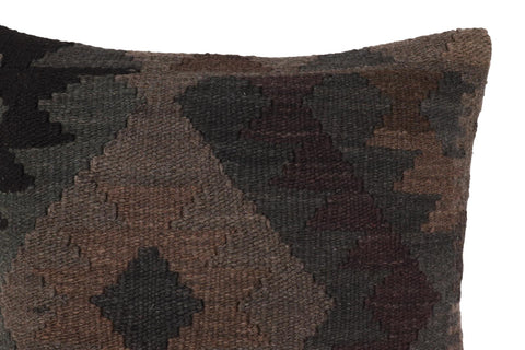 handmade Traditional Pillow Gray Black Hand-Woven SQUARE 100% WOOL Hand woven turkish pillow2 x 2