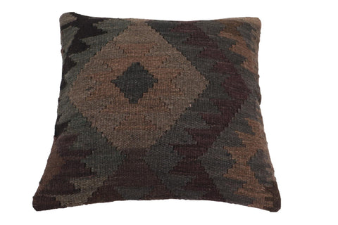 handmade Traditional Pillow Gray Black Hand-Woven SQUARE 100% WOOL Hand woven turkish pillow2 x 2