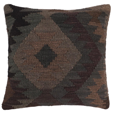 handmade Traditional Pillow Gray Black Hand-Woven SQUARE 100% WOOL Hand woven turkish pillow2 x 2