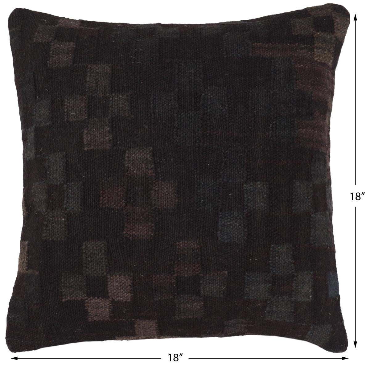handmade Traditional Pillow Black Green Hand-Woven SQUARE 100% WOOL Hand woven turkish pillow2 x 2