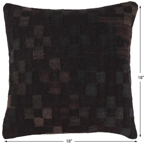 handmade Traditional Pillow Black Green Hand-Woven SQUARE 100% WOOL Hand woven turkish pillow2 x 2