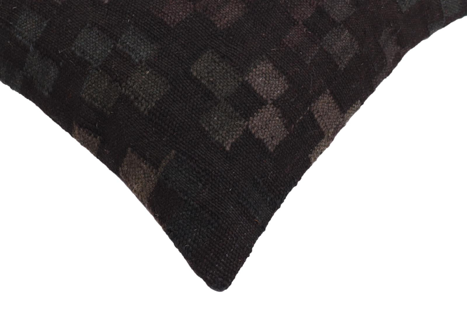 handmade Traditional Pillow Black Green Hand-Woven SQUARE 100% WOOL Hand woven turkish pillow2 x 2