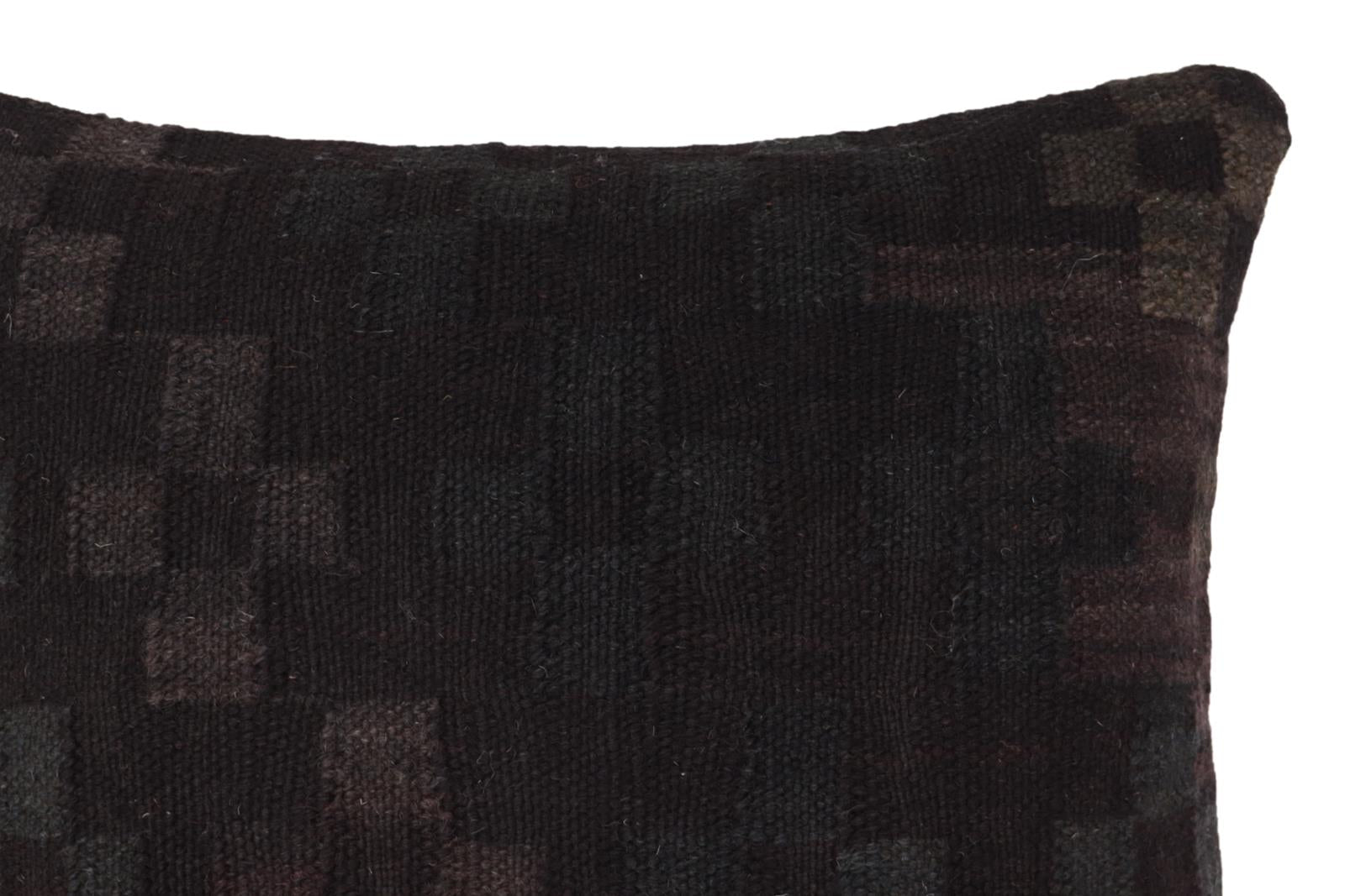 handmade Traditional Pillow Black Green Hand-Woven SQUARE 100% WOOL Hand woven turkish pillow2 x 2
