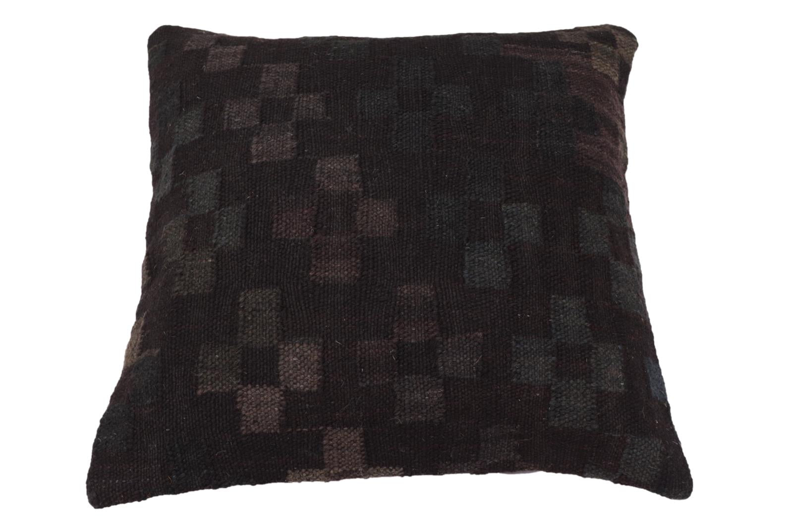 handmade Traditional Pillow Black Green Hand-Woven SQUARE 100% WOOL Hand woven turkish pillow2 x 2