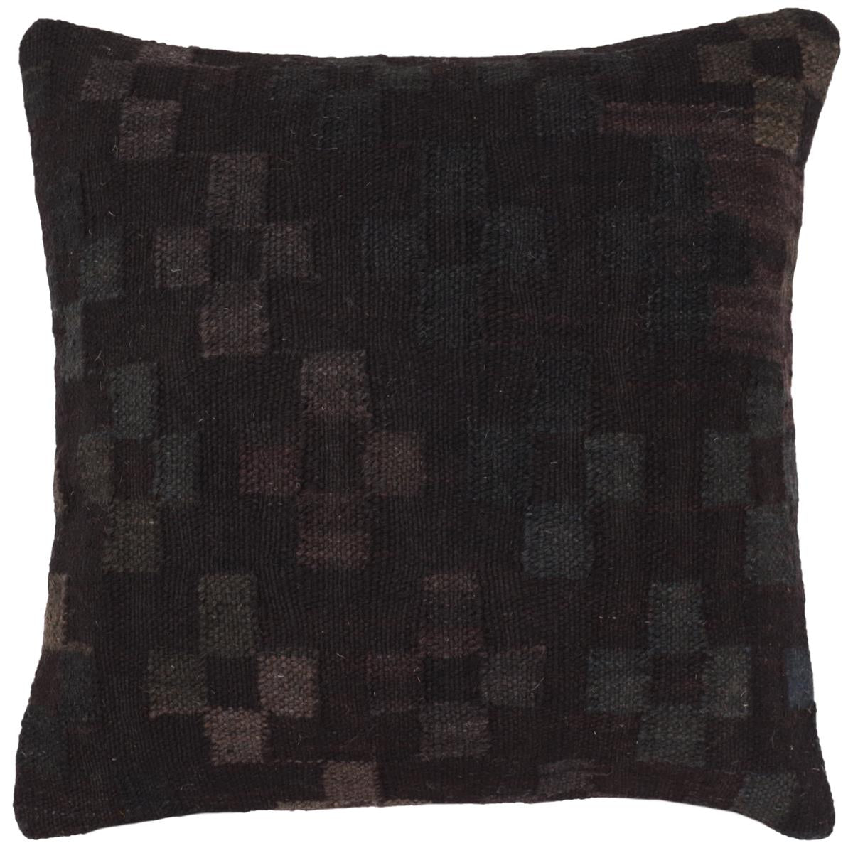 handmade Traditional Pillow Black Green Hand-Woven SQUARE 100% WOOL Hand woven turkish pillow2 x 2