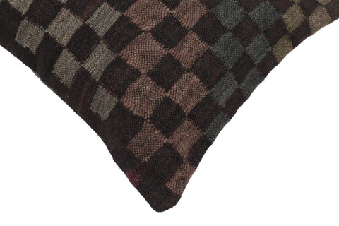 handmade Traditional Pillow Black Gray Hand-Woven SQUARE 100% WOOL Hand woven turkish pillow2 x 2