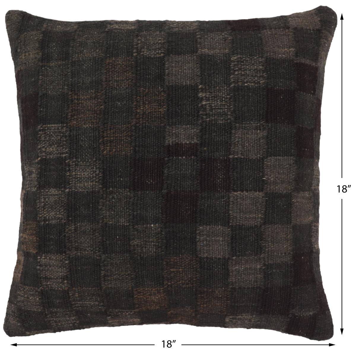 handmade Traditional Pillow Black Brown Hand-Woven SQUARE 100% WOOL Hand woven turkish pillow2 x 2