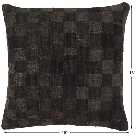 handmade Traditional Pillow Black Brown Hand-Woven SQUARE 100% WOOL Hand woven turkish pillow2 x 2