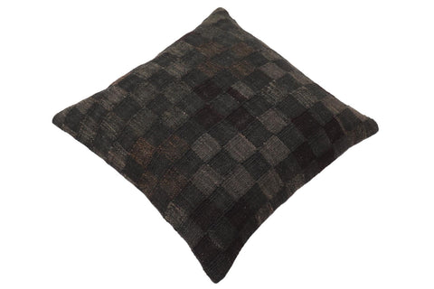 handmade Traditional Pillow Black Brown Hand-Woven SQUARE 100% WOOL Hand woven turkish pillow2 x 2