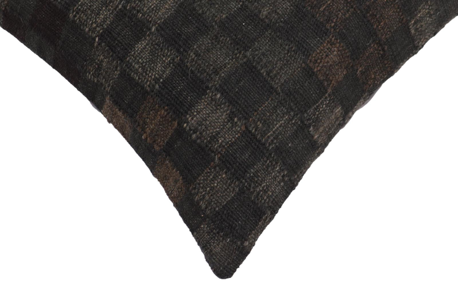 handmade Traditional Pillow Black Brown Hand-Woven SQUARE 100% WOOL Hand woven turkish pillow2 x 2