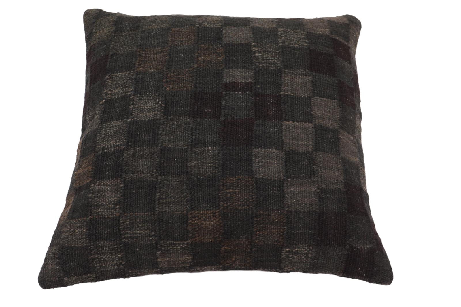 handmade Traditional Pillow Black Brown Hand-Woven SQUARE 100% WOOL Hand woven turkish pillow2 x 2