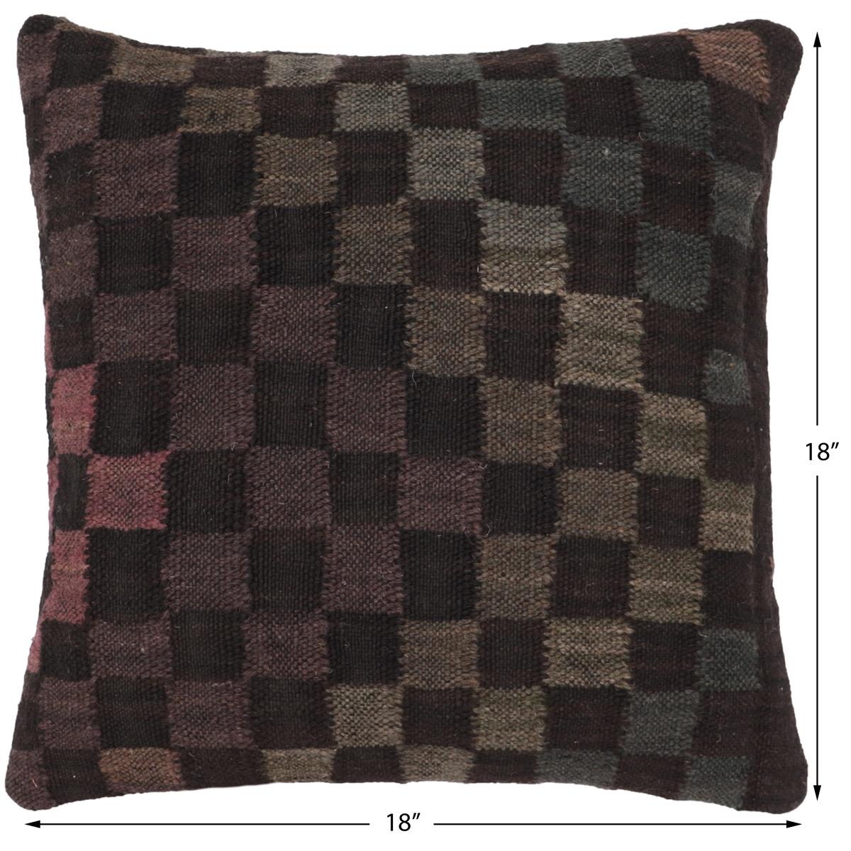 handmade Traditional Pillow Black Green Hand-Woven SQUARE 100% WOOL Hand woven turkish pillow2 x 2