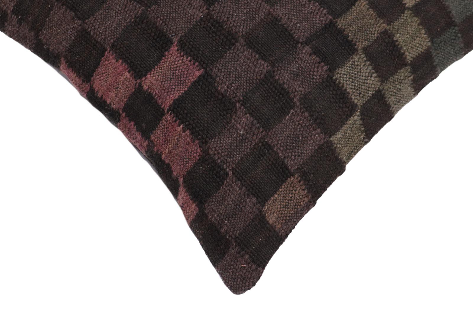 handmade Traditional Pillow Black Green Hand-Woven SQUARE 100% WOOL Hand woven turkish pillow2 x 2