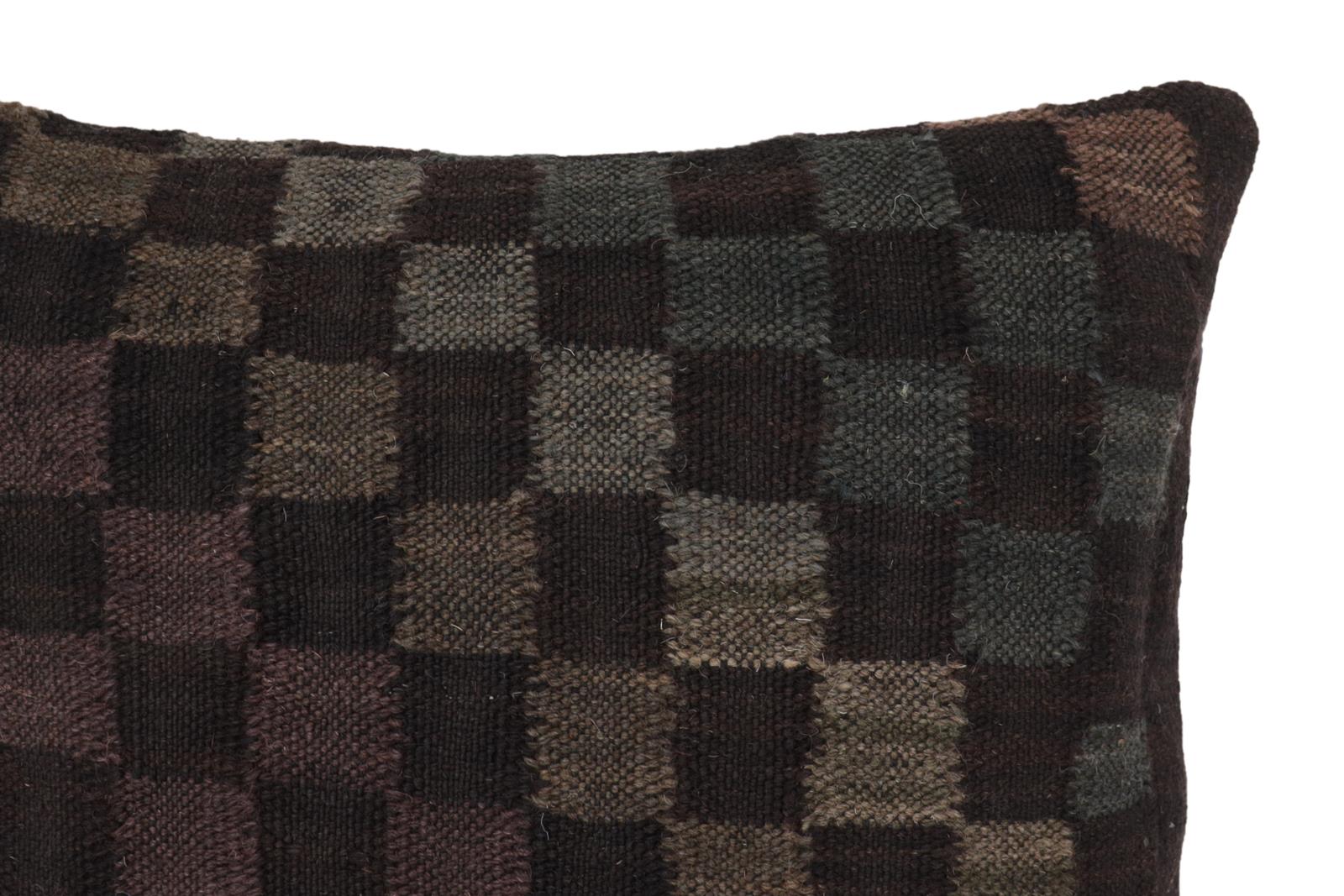 handmade Traditional Pillow Black Green Hand-Woven SQUARE 100% WOOL Hand woven turkish pillow2 x 2