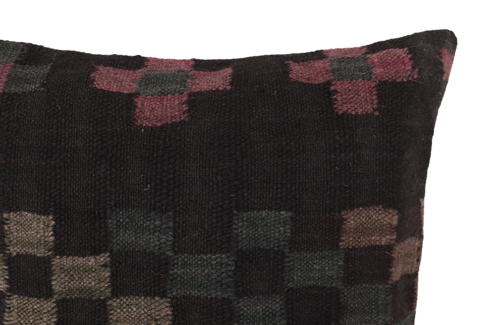 handmade Traditional Pillow Black Green Hand-Woven SQUARE 100% WOOL Hand woven turkish pillow2 x 2