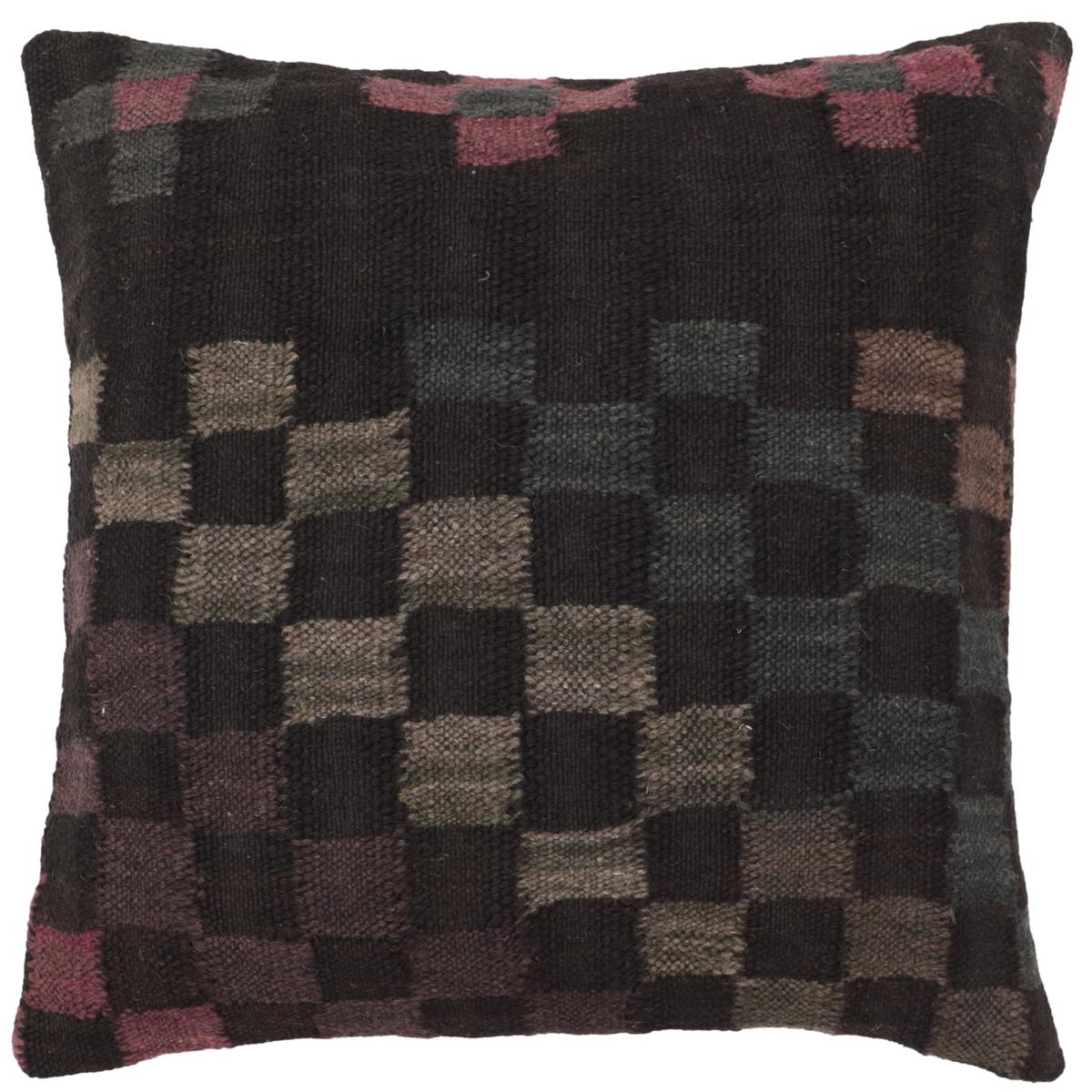 handmade Traditional Pillow Black Green Hand-Woven SQUARE 100% WOOL Hand woven turkish pillow2 x 2