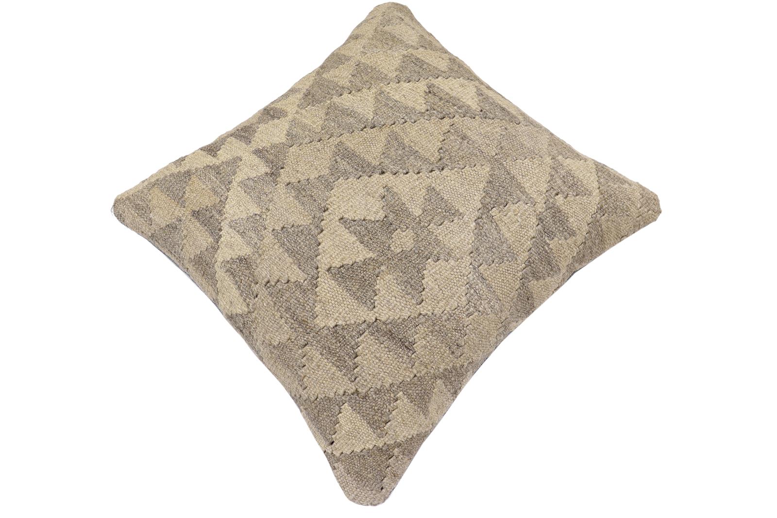handmade Traditional Pillow Beige Tan Hand-Woven SQUARE 100% WOOL Hand woven turkish pillow2 x 2
