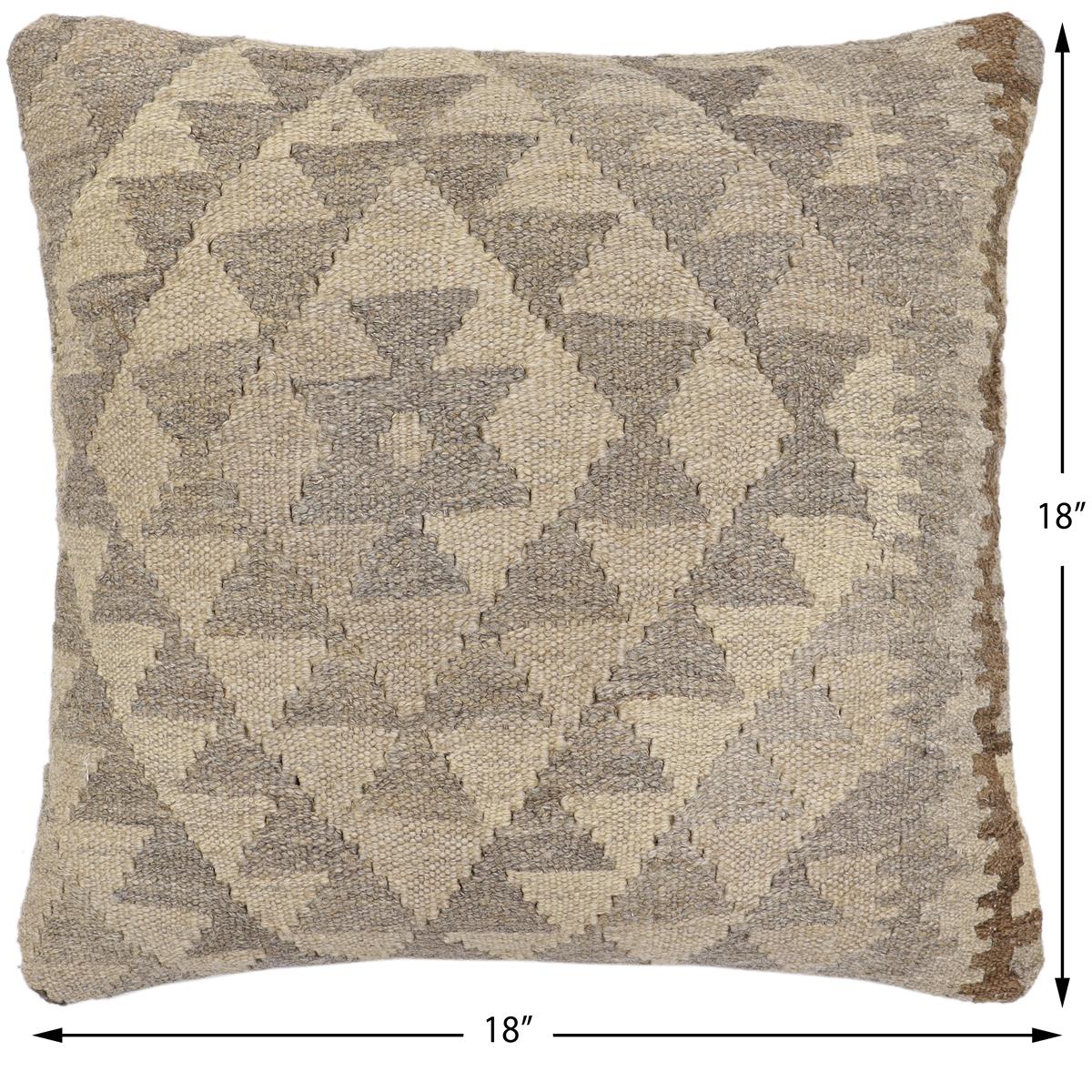 handmade Traditional Pillow Beige Gray Hand-Woven SQUARE 100% WOOL Hand woven turkish pillow2 x 2