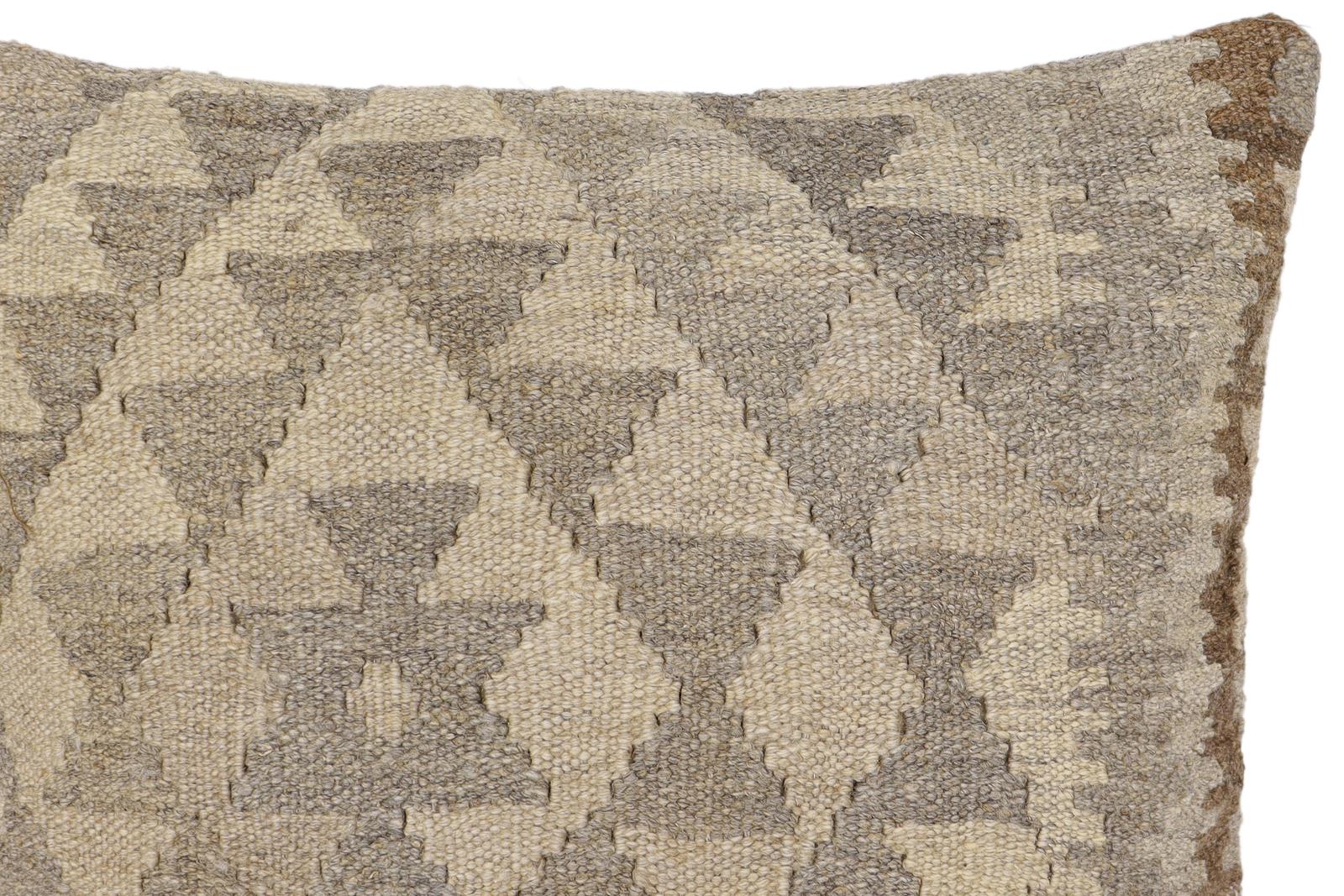 handmade Traditional Pillow Beige Gray Hand-Woven SQUARE 100% WOOL Hand woven turkish pillow2 x 2