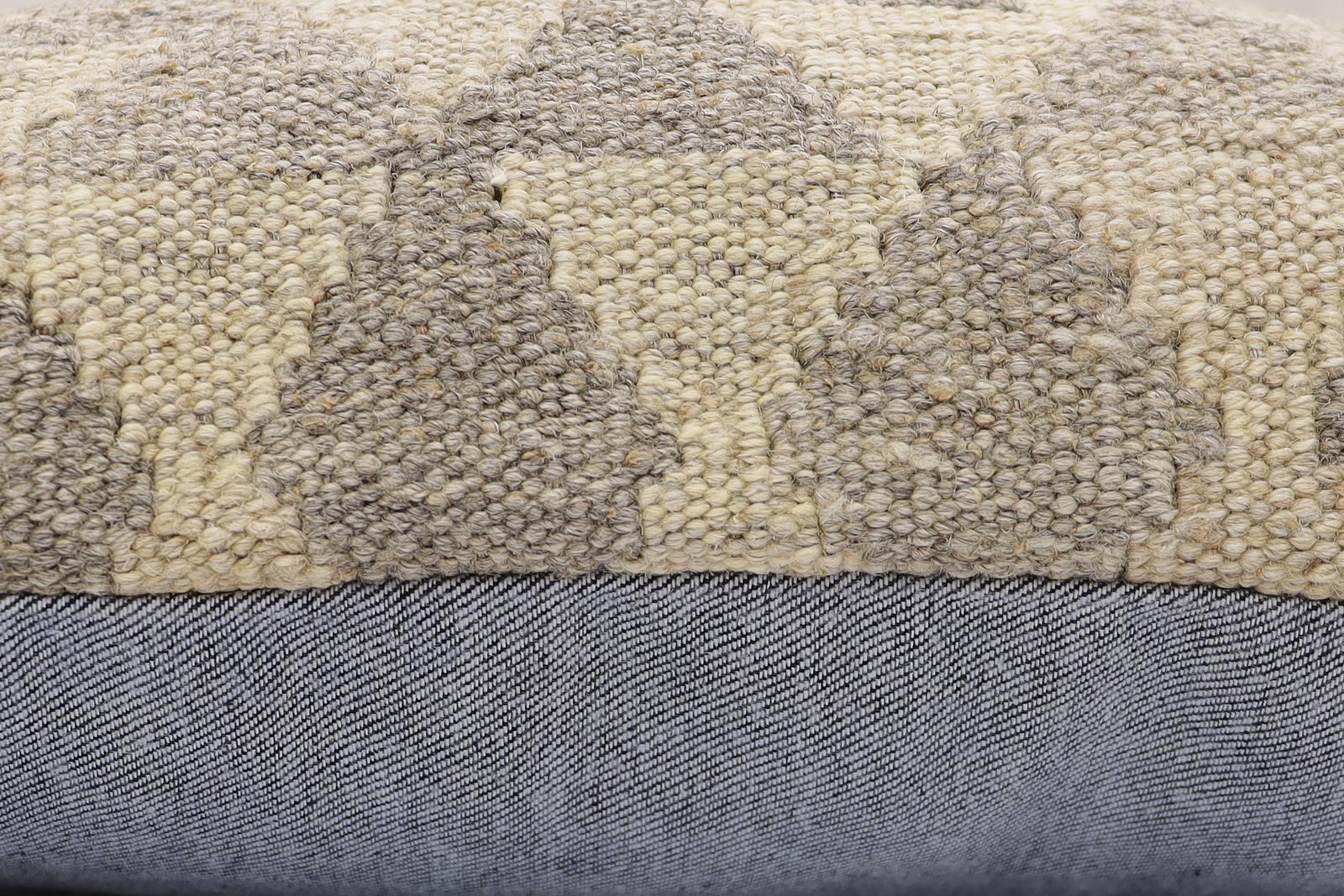 handmade Traditional Pillow Beige Gray Hand-Woven SQUARE 100% WOOL Hand woven turkish pillow2 x 2