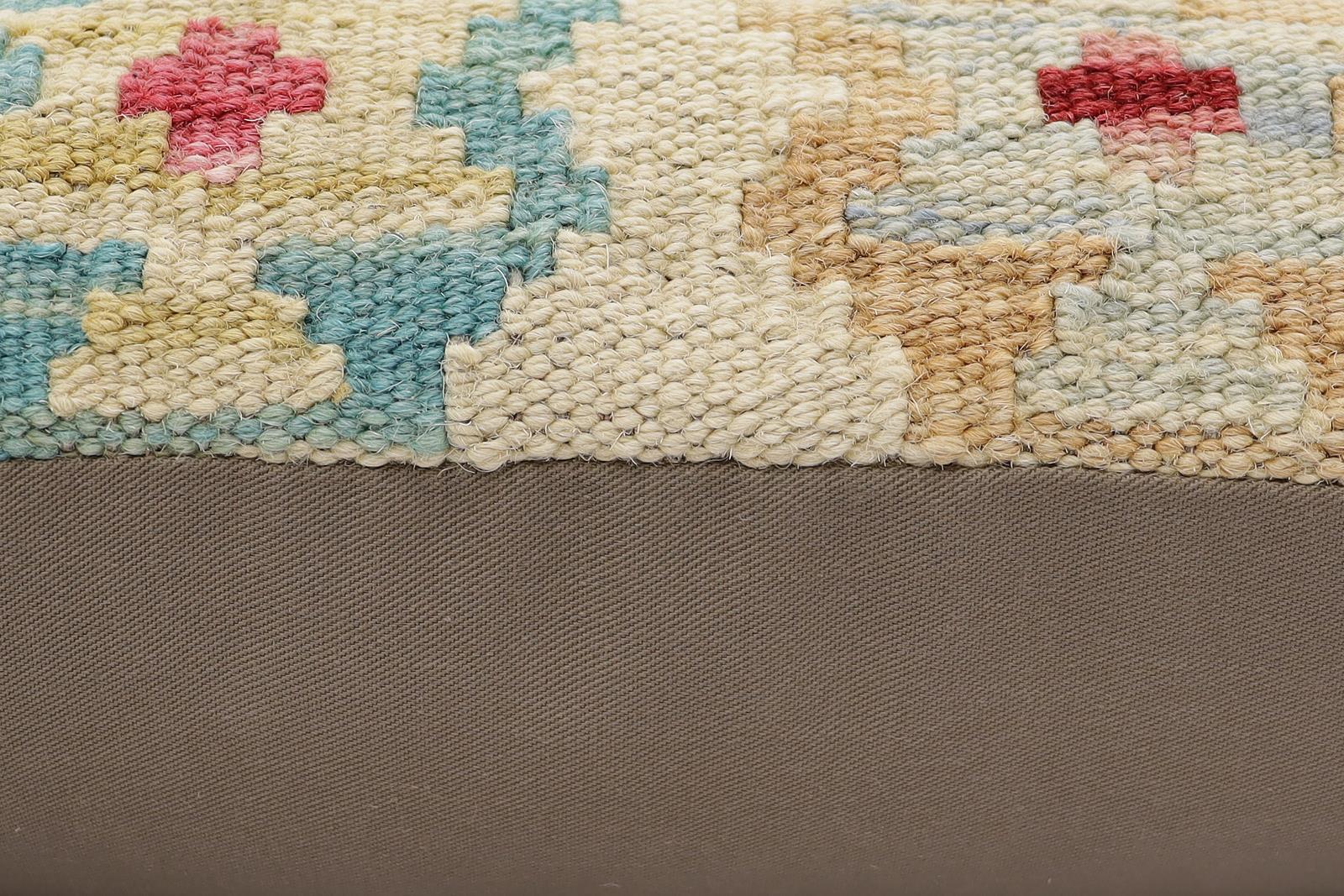 handmade Traditional Pillow Beige Red Hand-Woven SQUARE 100% WOOL Hand woven turkish pillow2 x 2