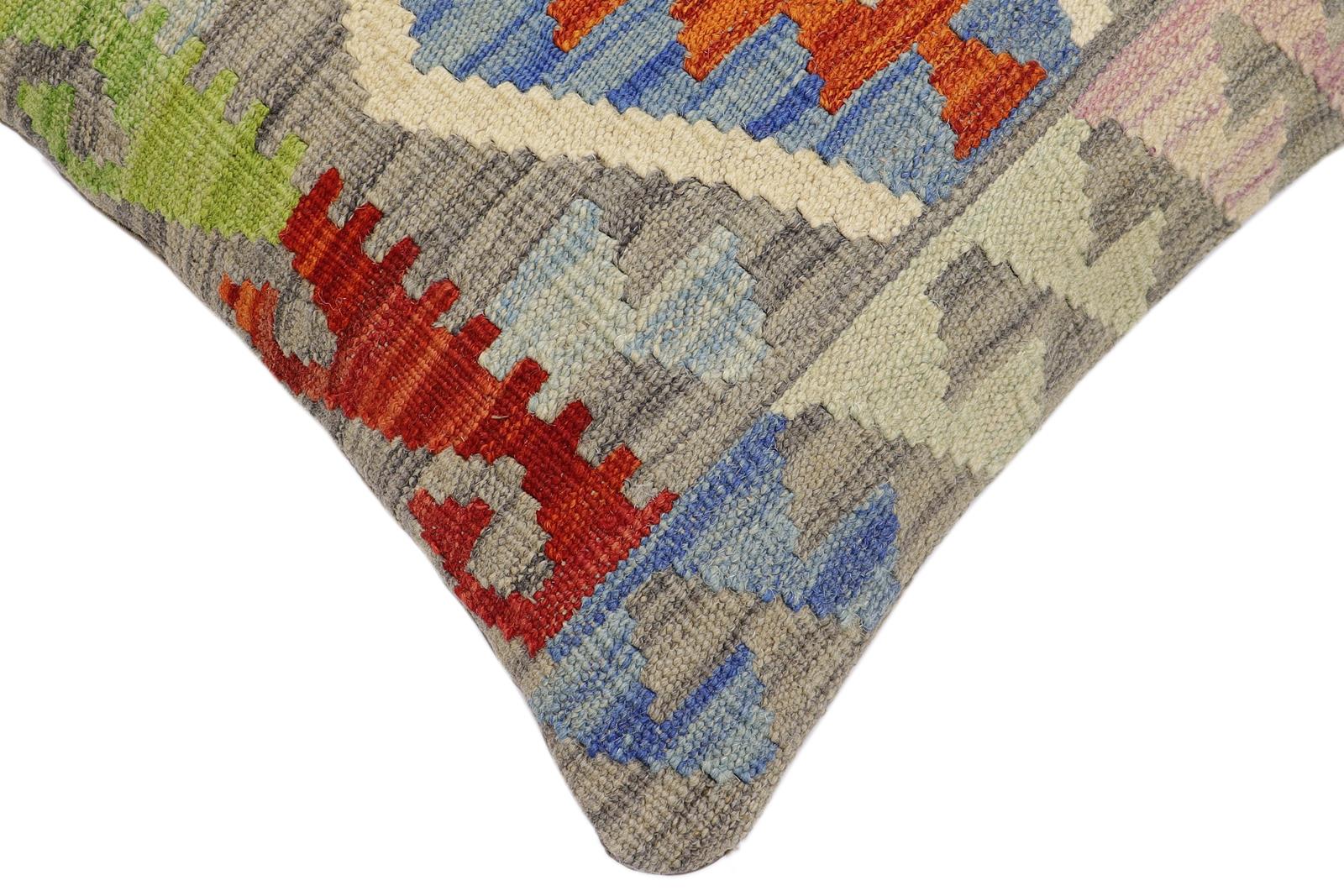handmade Traditional Pillow Rust Gray Hand-Woven SQUARE 100% WOOL Hand woven turkish pillow2 x 2